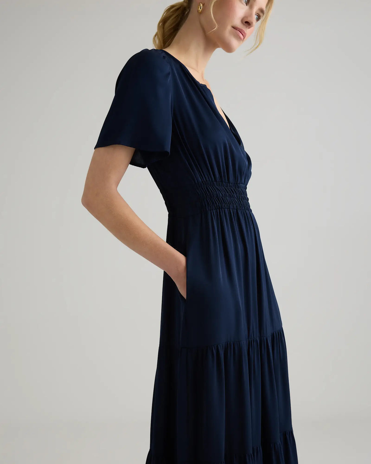 Washable Stretch Silk Tiered Maxi Dress - US 1576