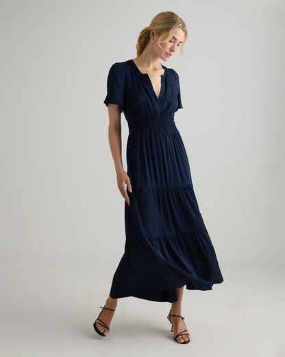 Washable Stretch Silk Tiered Maxi Dress - US 1576