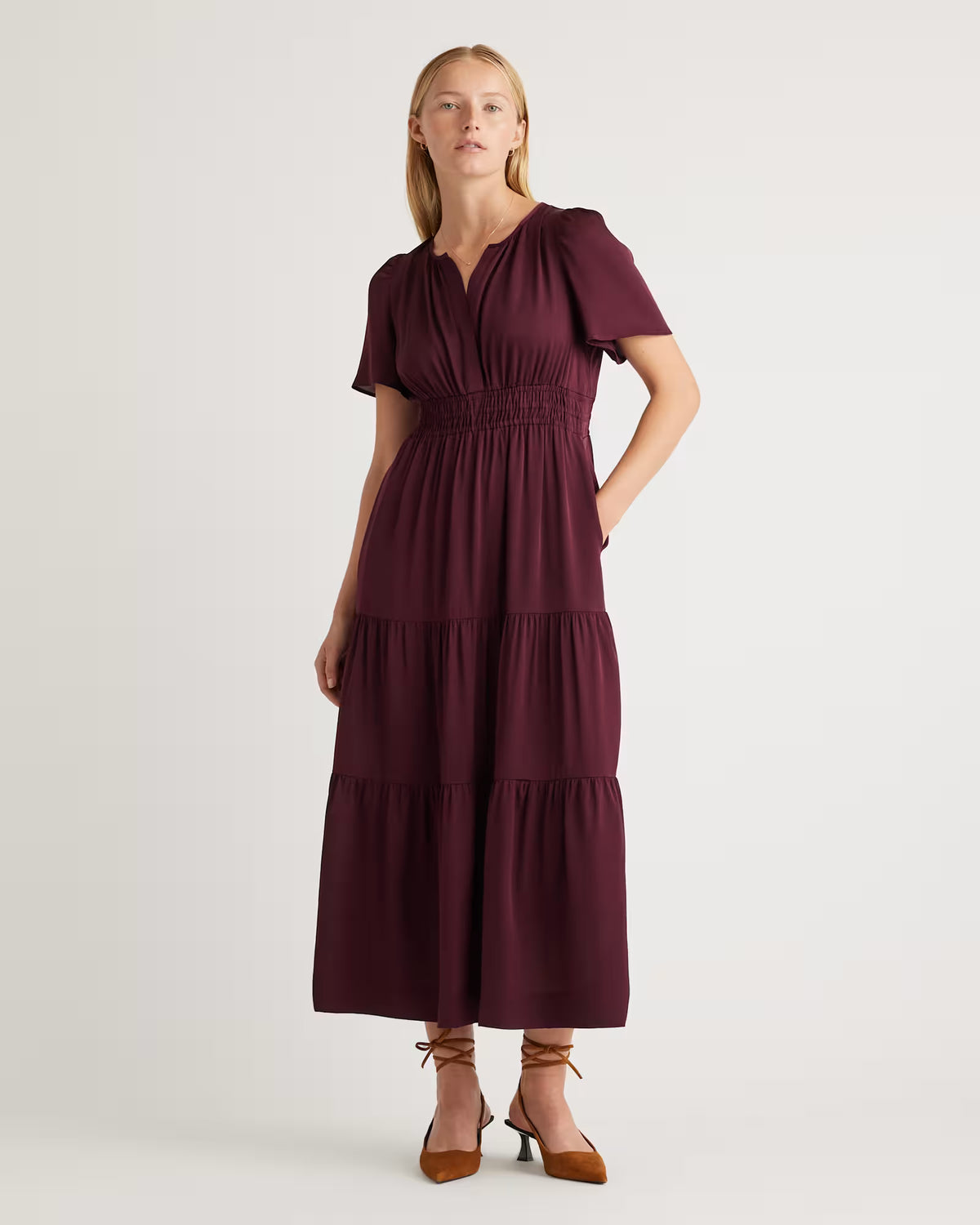 Washable Stretch Silk Tiered Maxi Dress - US 4724
