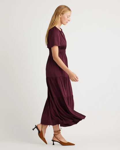 Washable Stretch Silk Tiered Maxi Dress - US 4724