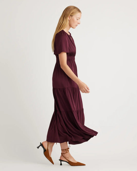Washable Stretch Silk Tiered Maxi Dress - US 4724