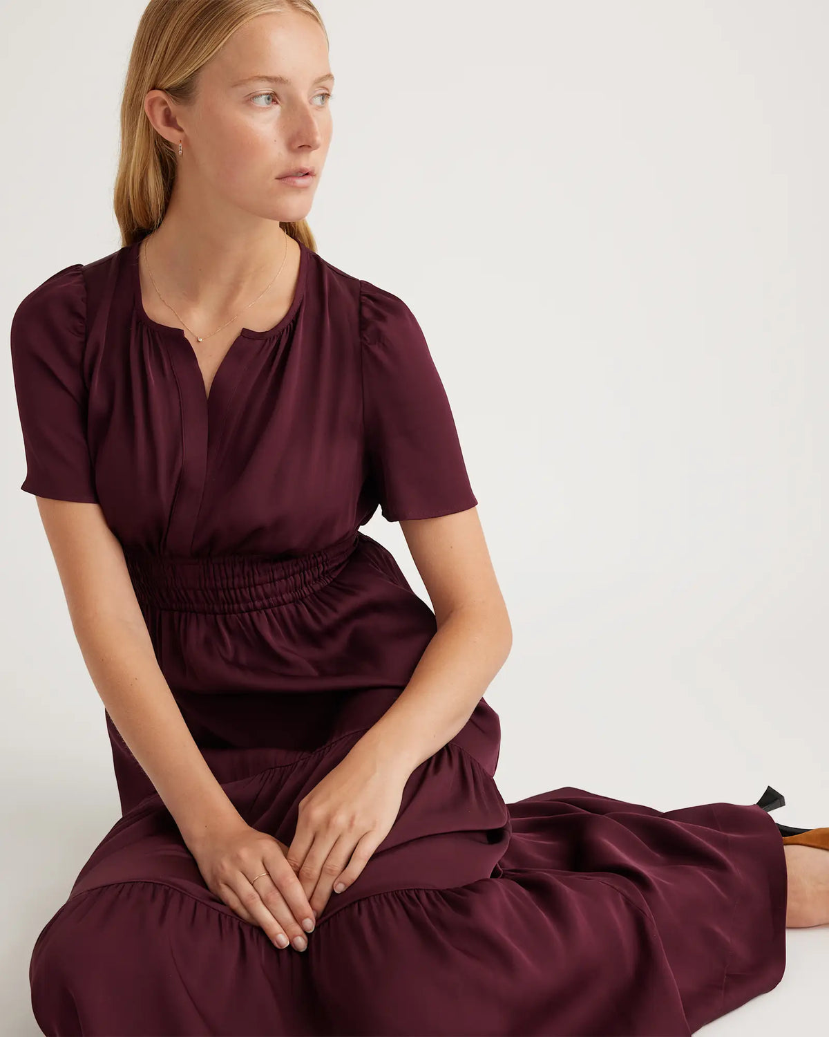 Washable Stretch Silk Tiered Maxi Dress - US 4724