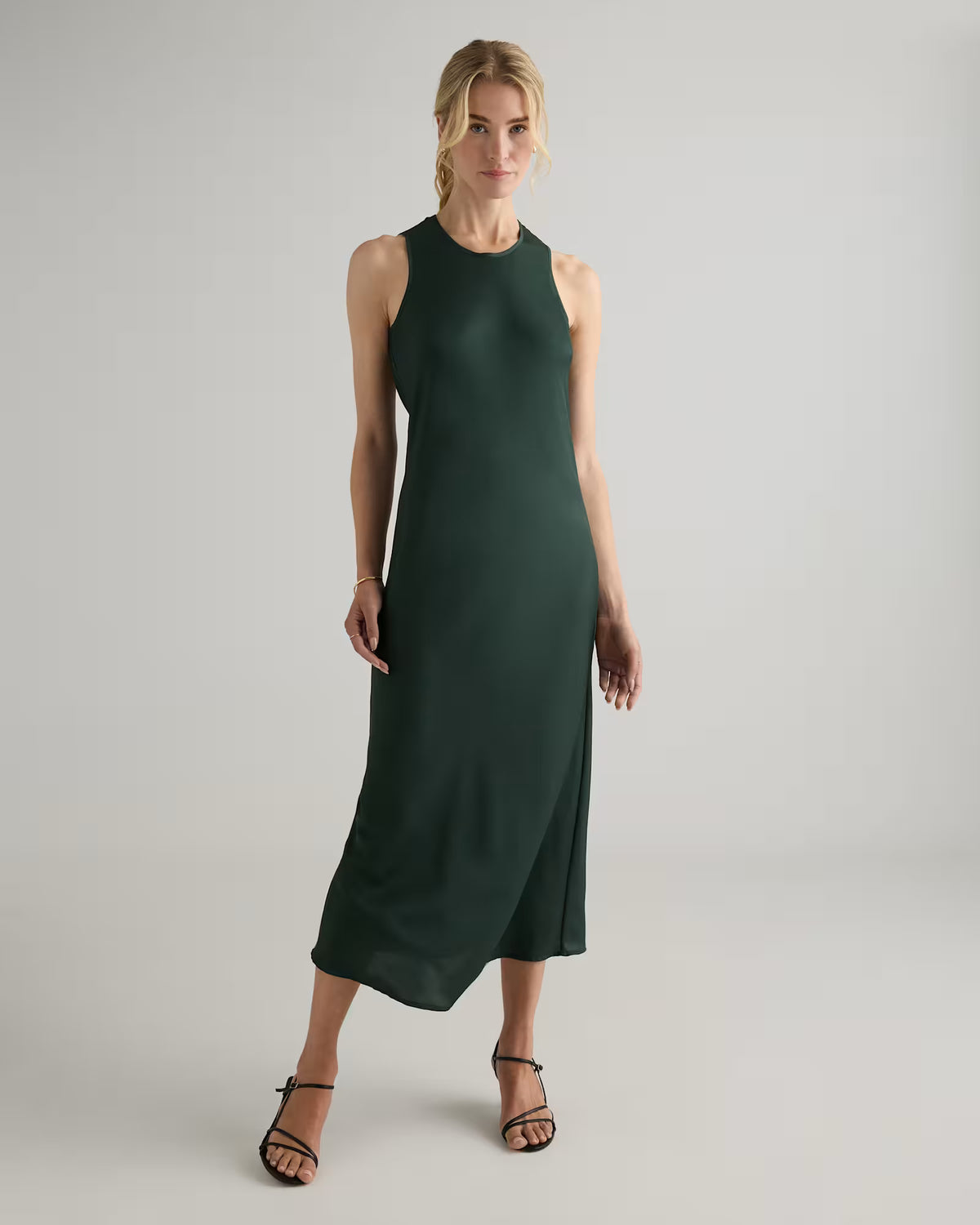 Washable Stretch Silk Tank Midi Dress - US 8135
