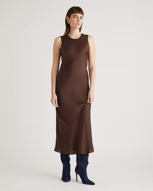 Washable Stretch Silk Tank Midi Dress - US 8704