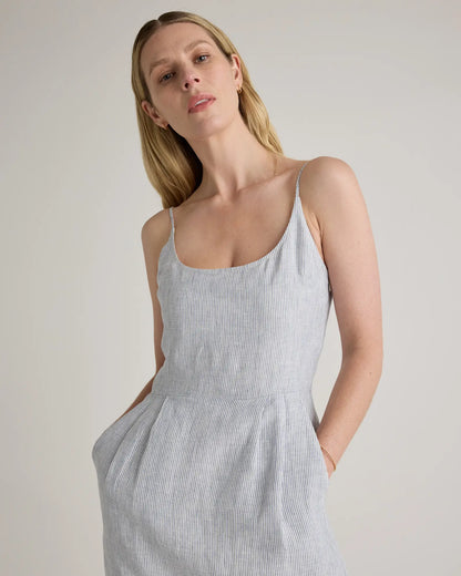 100% European Linen Scoop Neck Midi Dress - US 0422