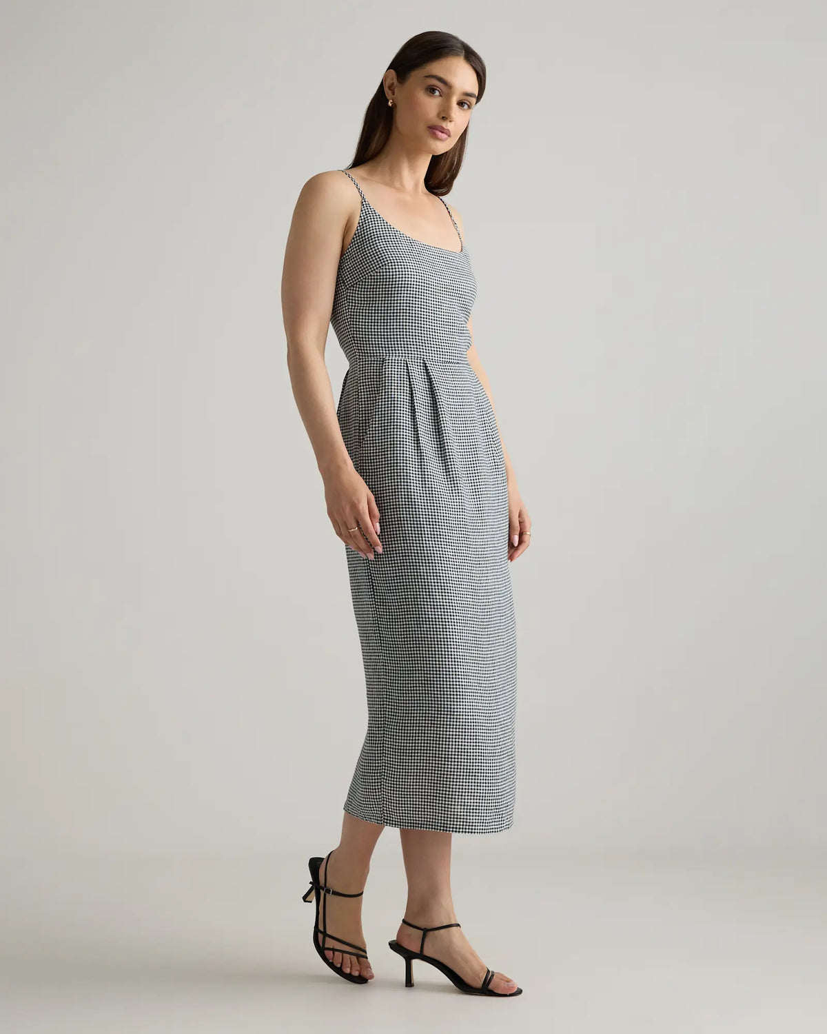100% European Linen Scoop Neck Midi Dress - US 8554