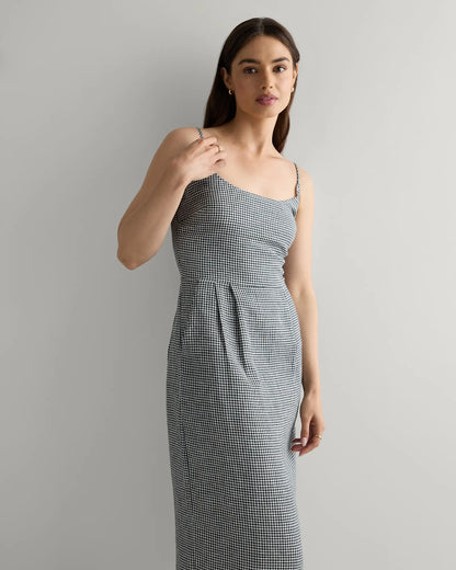 100% European Linen Scoop Neck Midi Dress - US 8554