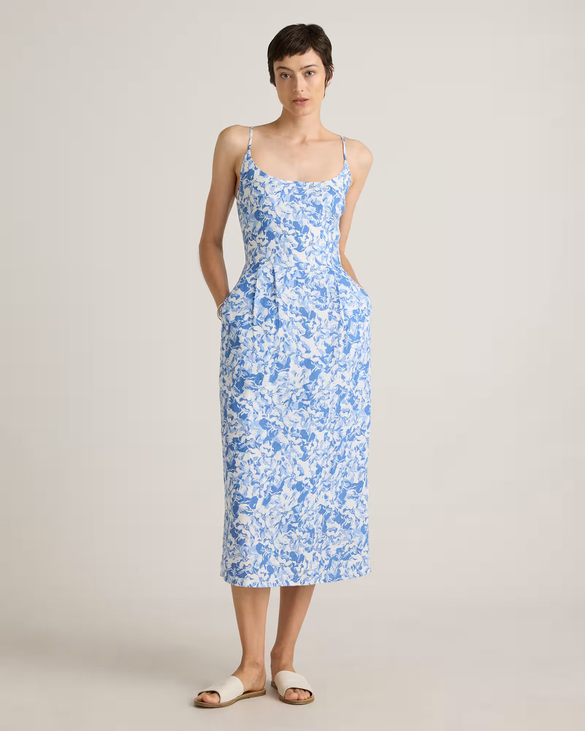 100% European Linen Scoop Neck Midi Dress - US 9276