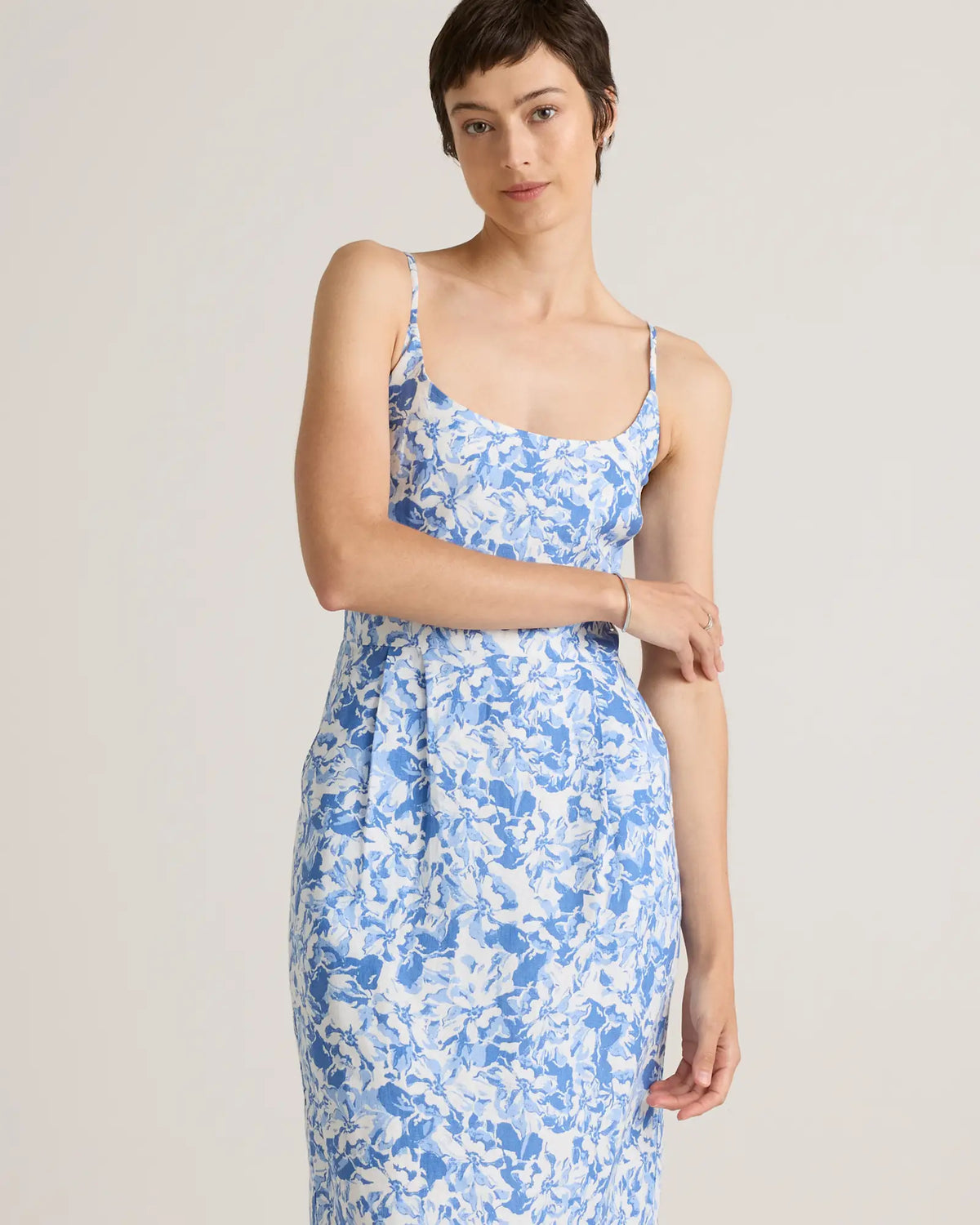 100% European Linen Scoop Neck Midi Dress - US 9276