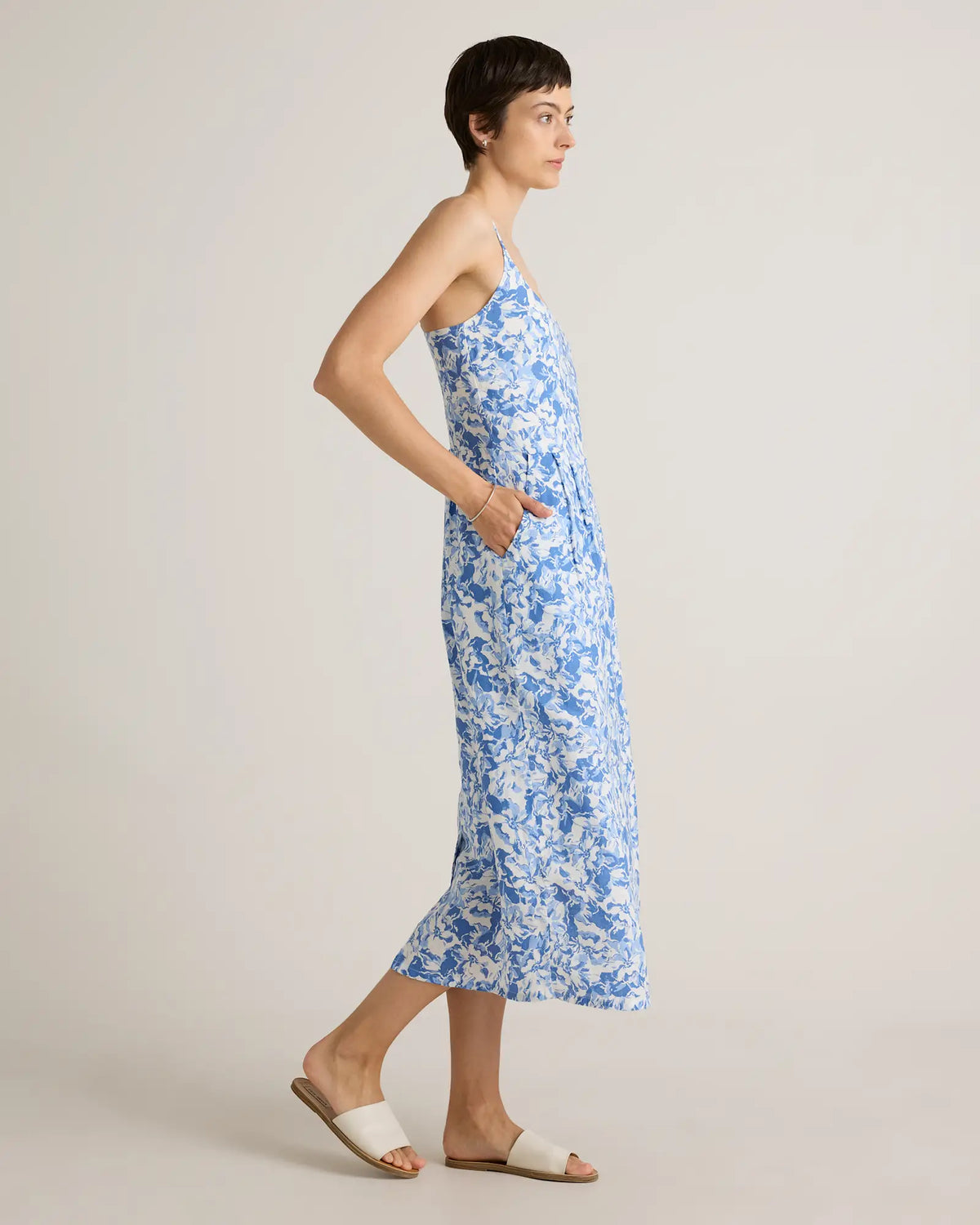 100% European Linen Scoop Neck Midi Dress - US 9276