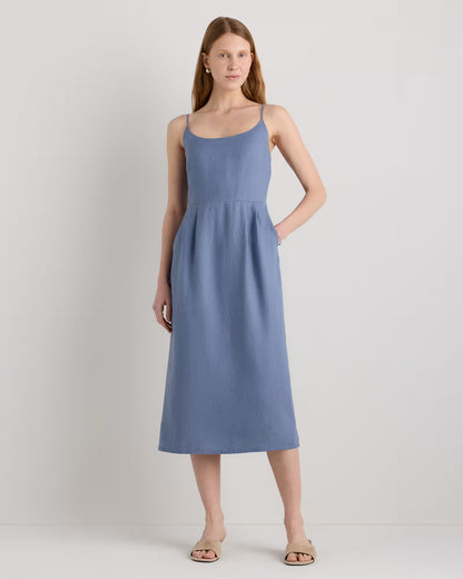 100% European Linen Scoop Neck Midi Dress - US 2687
