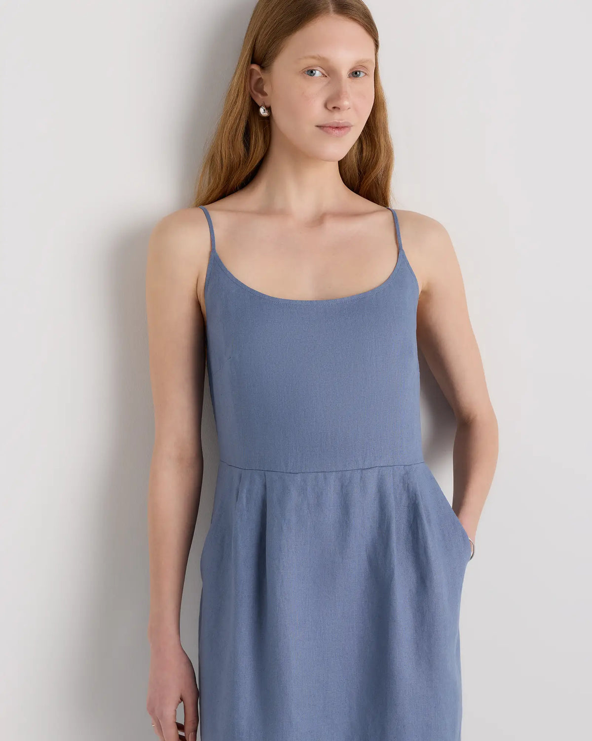 100% European Linen Scoop Neck Midi Dress - US 2687