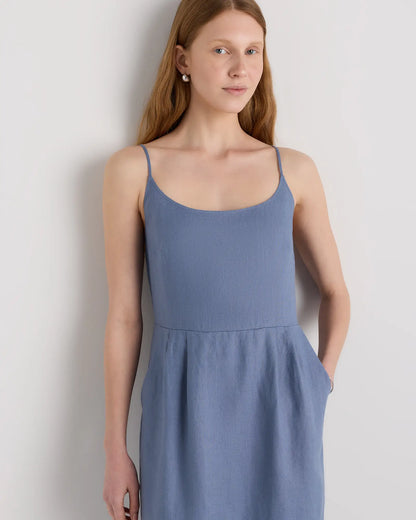 100% European Linen Scoop Neck Midi Dress - US 2687