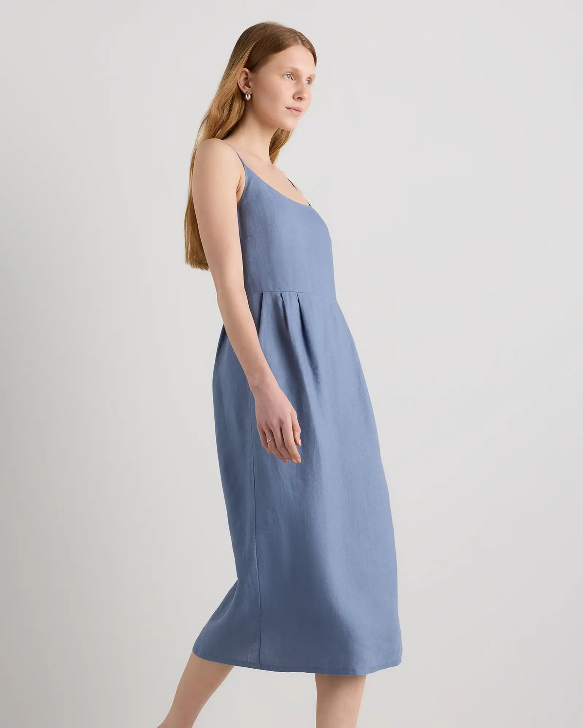 100% European Linen Scoop Neck Midi Dress - US 2687