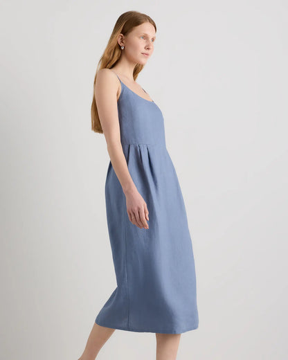 100% European Linen Scoop Neck Midi Dress - US 2687