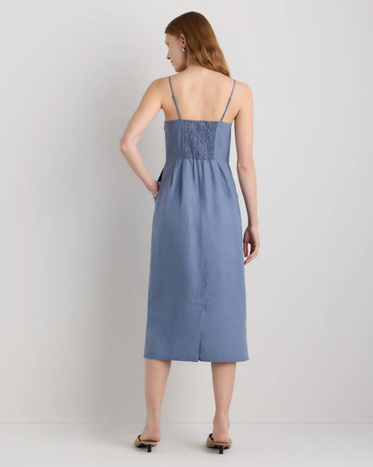 100% European Linen Scoop Neck Midi Dress - US 2687