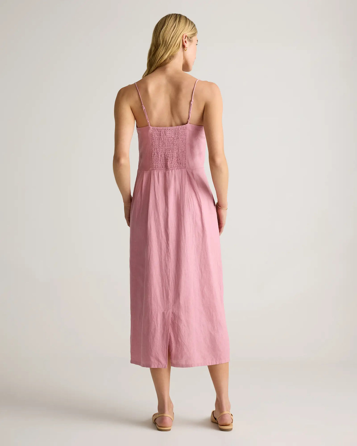 100% European Linen Scoop Neck Midi Dress - US 8101