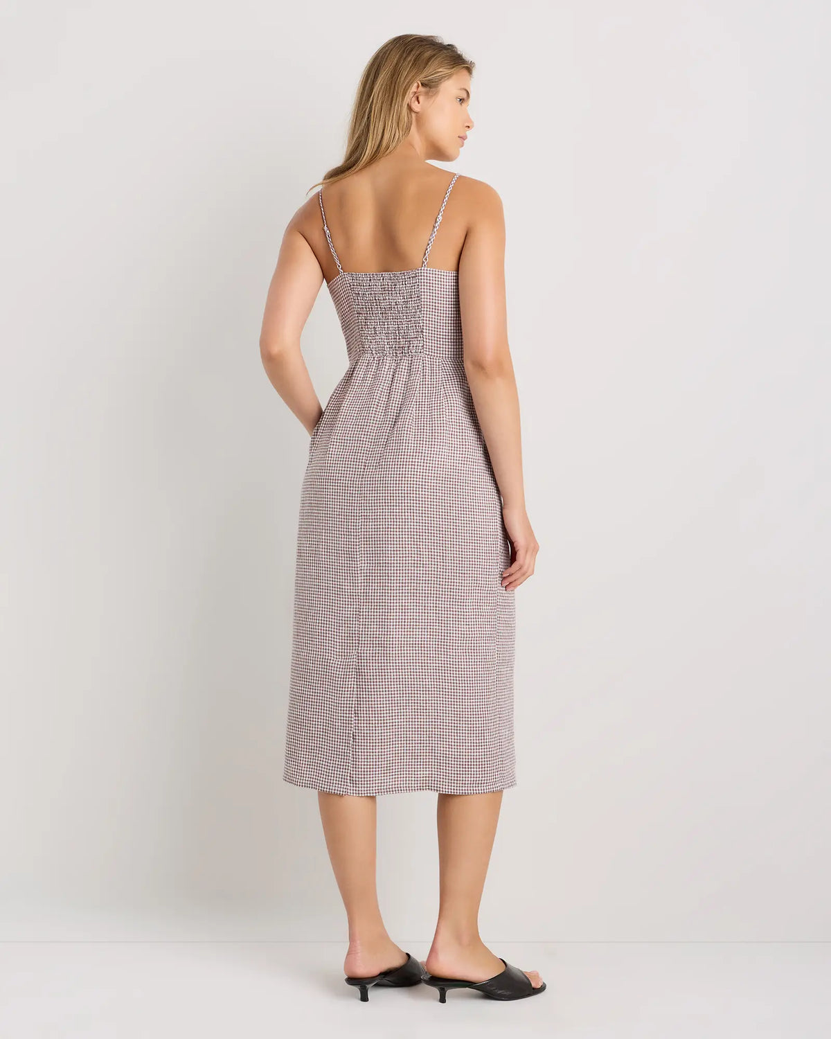 100% European Linen Scoop Neck Midi Dress - US 9998
