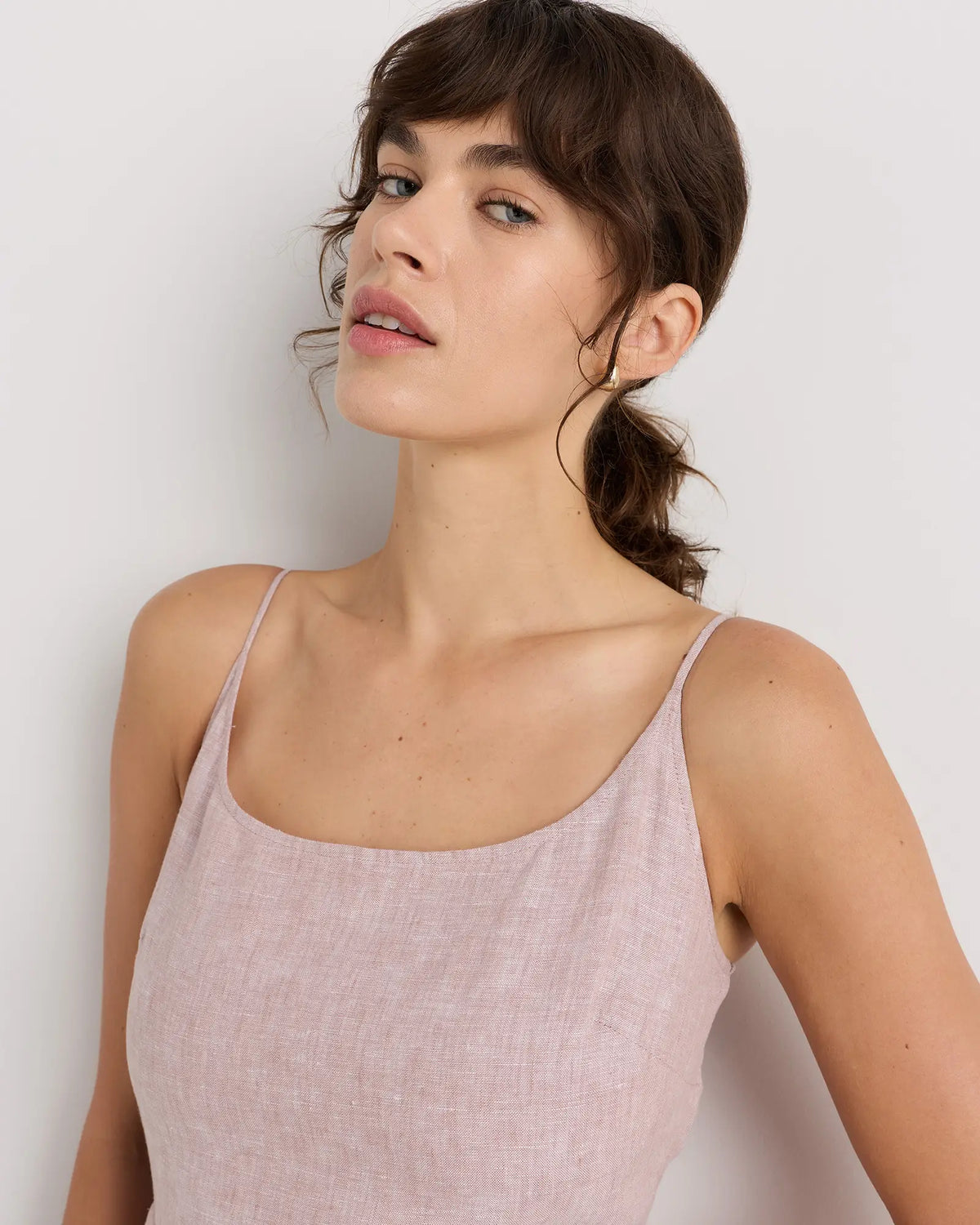 100% European Linen Scoop Neck Midi Dress - US 6889