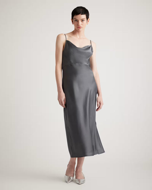 100% Washable Silk Cowl Neck Slip Dress - US 6872