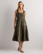 100% European Linen Smocked Midi Dress - US 3281