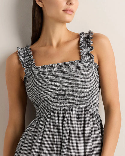 100% European Linen Smocked Midi Dress - US 8910