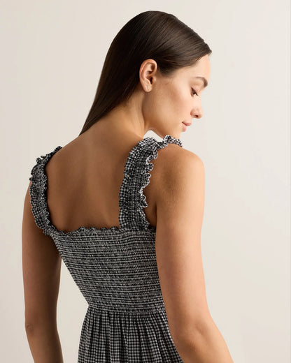 100% European Linen Smocked Midi Dress - US 8910