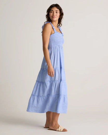 100% European Linen Smocked Midi Dress - US 8617