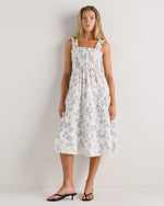 100% European Linen Smocked Midi Dress - US 2775