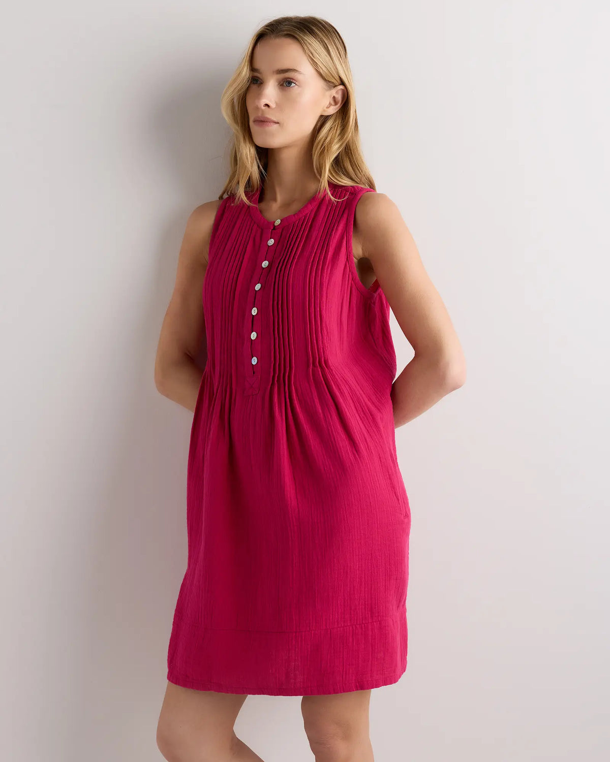 100% Organic Cotton Gauze Sleeveless Swing Dress - US 7378