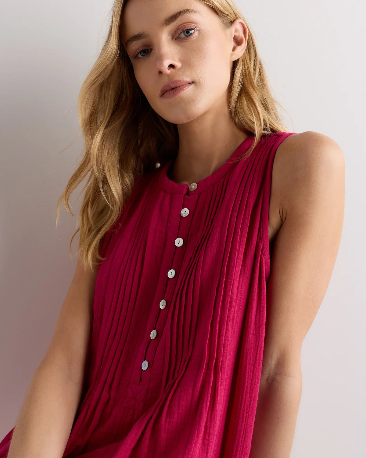 100% Organic Cotton Gauze Sleeveless Swing Dress - US 7378