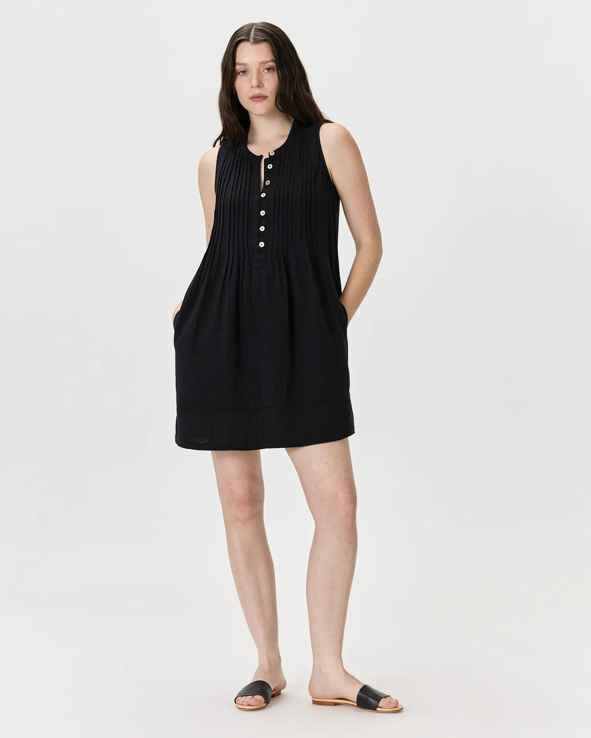 100% Organic Cotton Gauze Sleeveless Swing Dress - US 6834