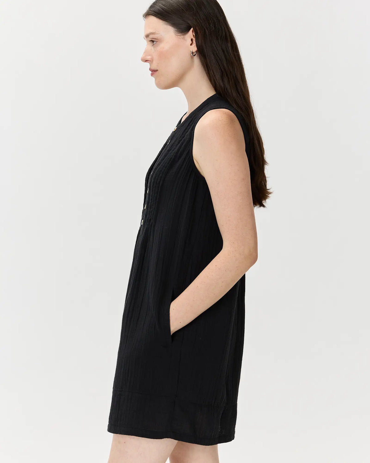 100% Organic Cotton Gauze Sleeveless Swing Dress - US 6834