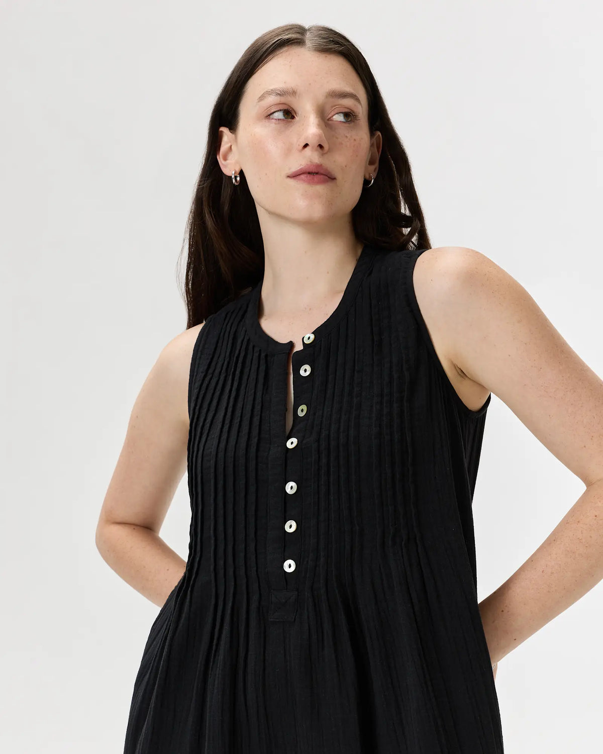 100% Organic Cotton Gauze Sleeveless Swing Dress - US 6834