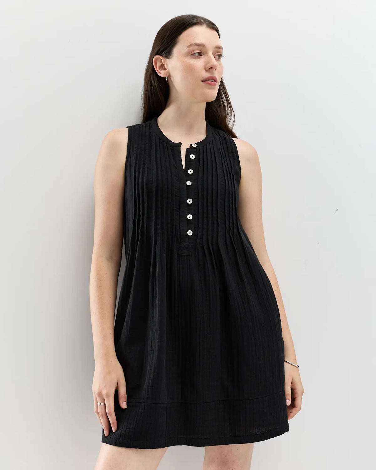 100% Organic Cotton Gauze Sleeveless Swing Dress - US 6834