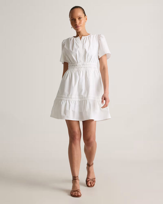 100% Organic Cotton Poplin Tiered Mini Dress - US 4637