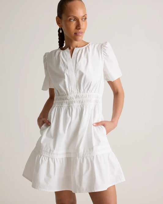 100% Organic Cotton Poplin Tiered Mini Dress - US 4637