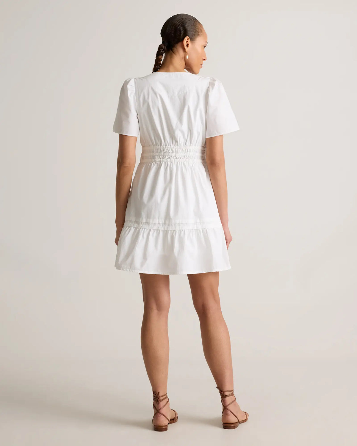 100% Organic Cotton Poplin Tiered Mini Dress - US 4637