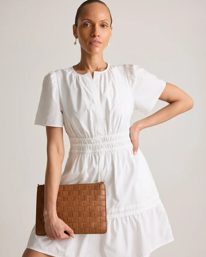 100% Organic Cotton Poplin Tiered Mini Dress - US 4637