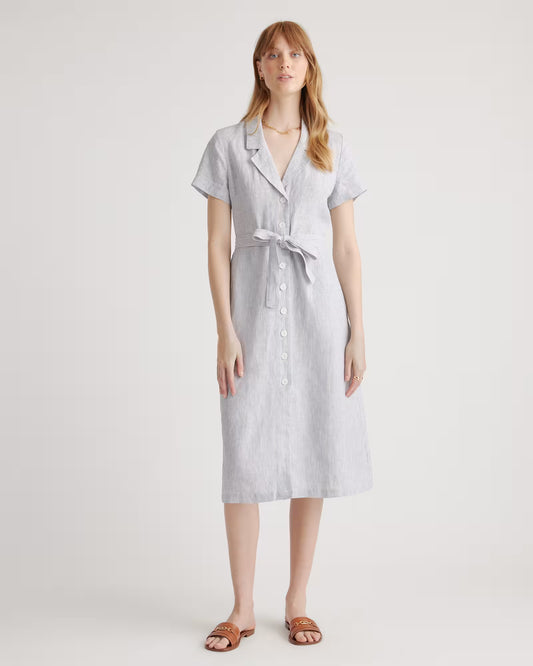 100% European Linen Button Front Dress - US 7259