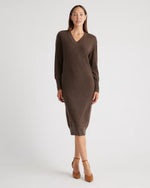 Mongolian Cashmere V-Neck Midi Sweater Dress - US 7440