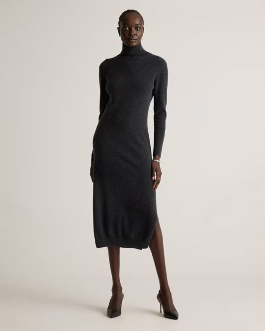 Mongolian Cashmere Turtleneck Midi Sweater Dress - US 1547