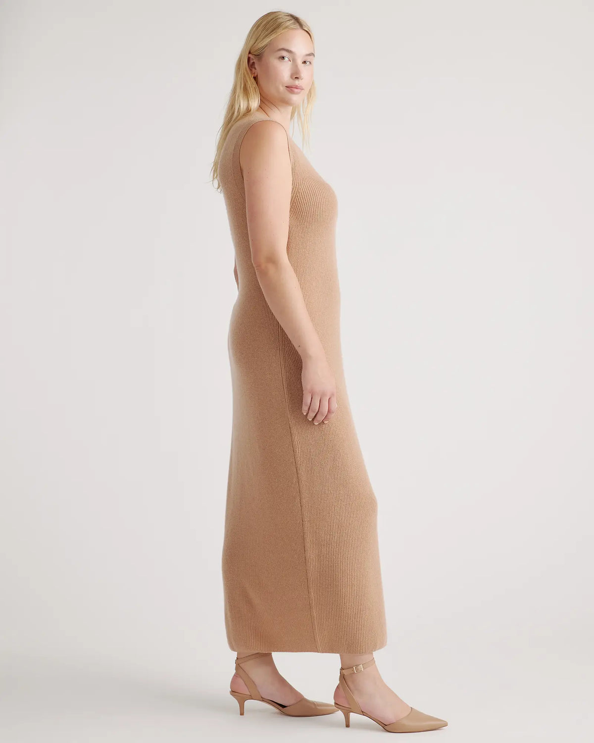 Mongolian Spring Cashmere Sleeveless Midi Sweater Dress - US 5039