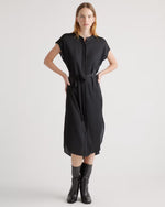 Washable Stretch Silk Midi Shirt Dress - US 8808