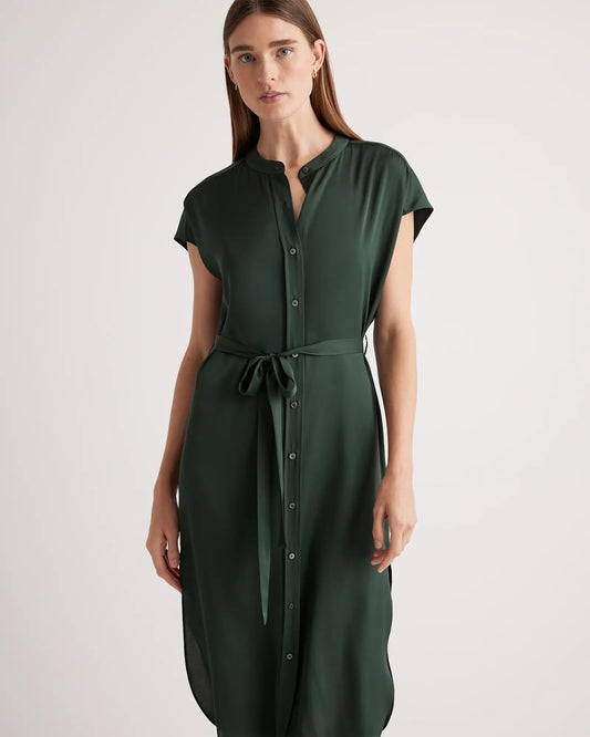 Washable Stretch Silk Midi Shirt Dress - US 6106
