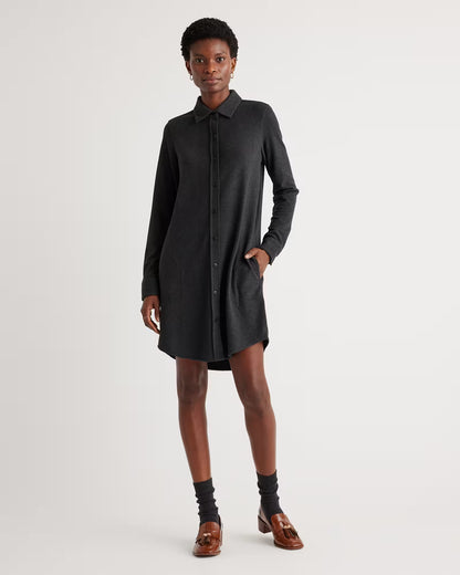 Stretch Sweater Fleece Shirt Dress - US 2468