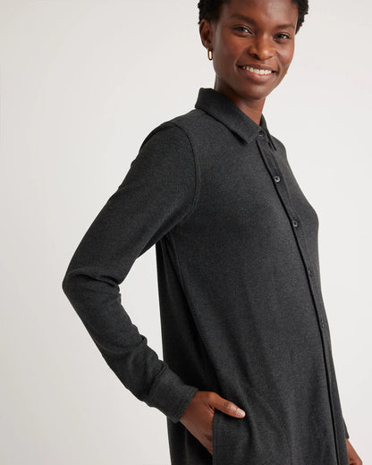 Stretch Sweater Fleece Shirt Dress - US 2468