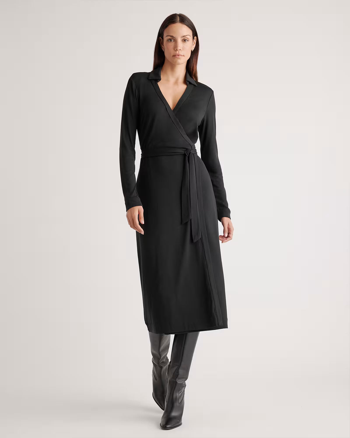 100% Silk Jersey Midi Wrap Dress - US 7790