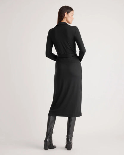 100% Silk Jersey Midi Wrap Dress - US 7790