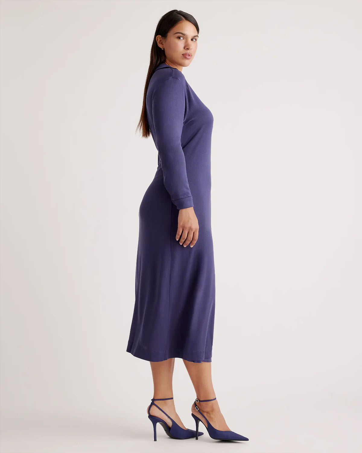 100% Silk Jersey Midi Wrap Dress - US 1329